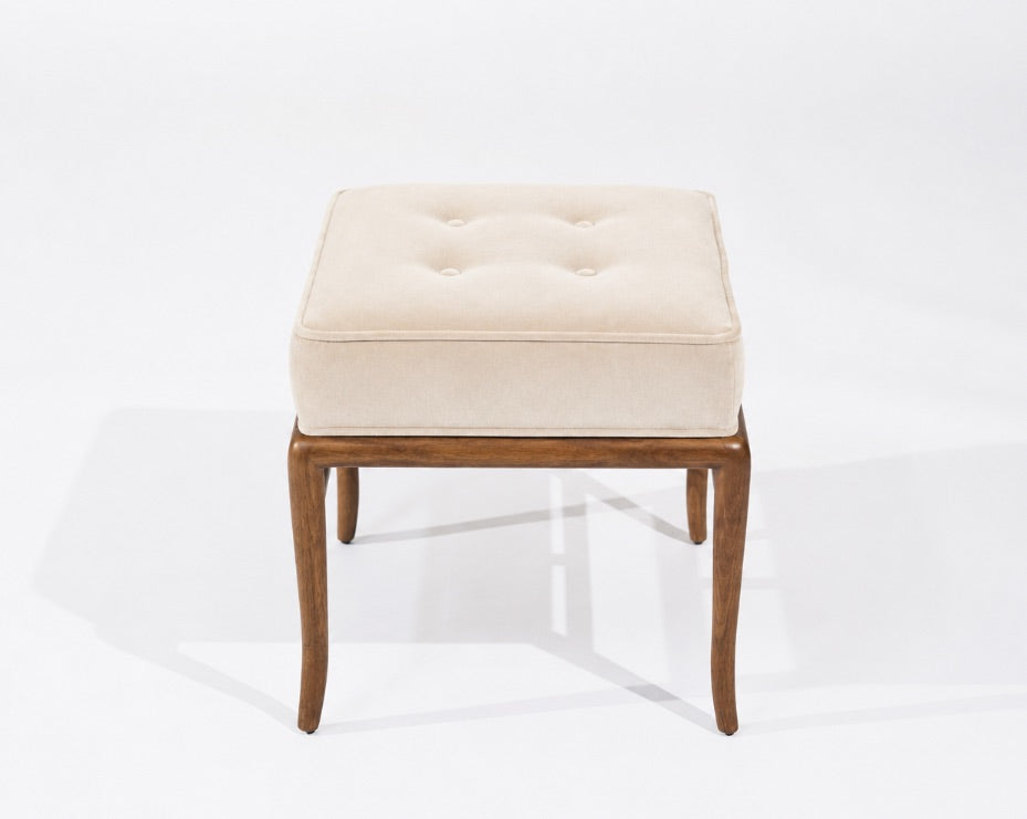 Stools by T.H. Robsjohn-Gibbings in Walnut and Velvet, C. 1950s
