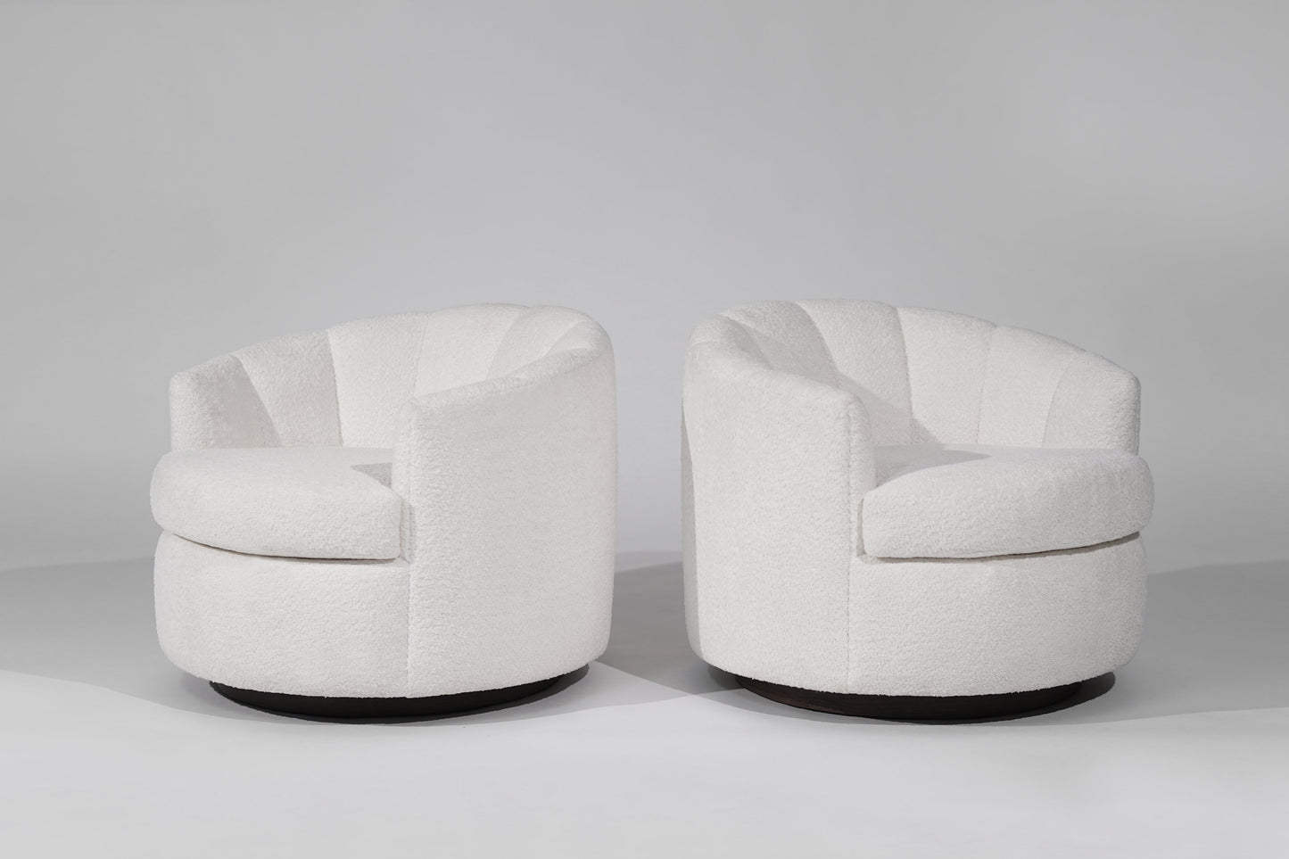 Channel Back Swivel Chairs on Dark Walnut Supports, Directional, C. 1970s