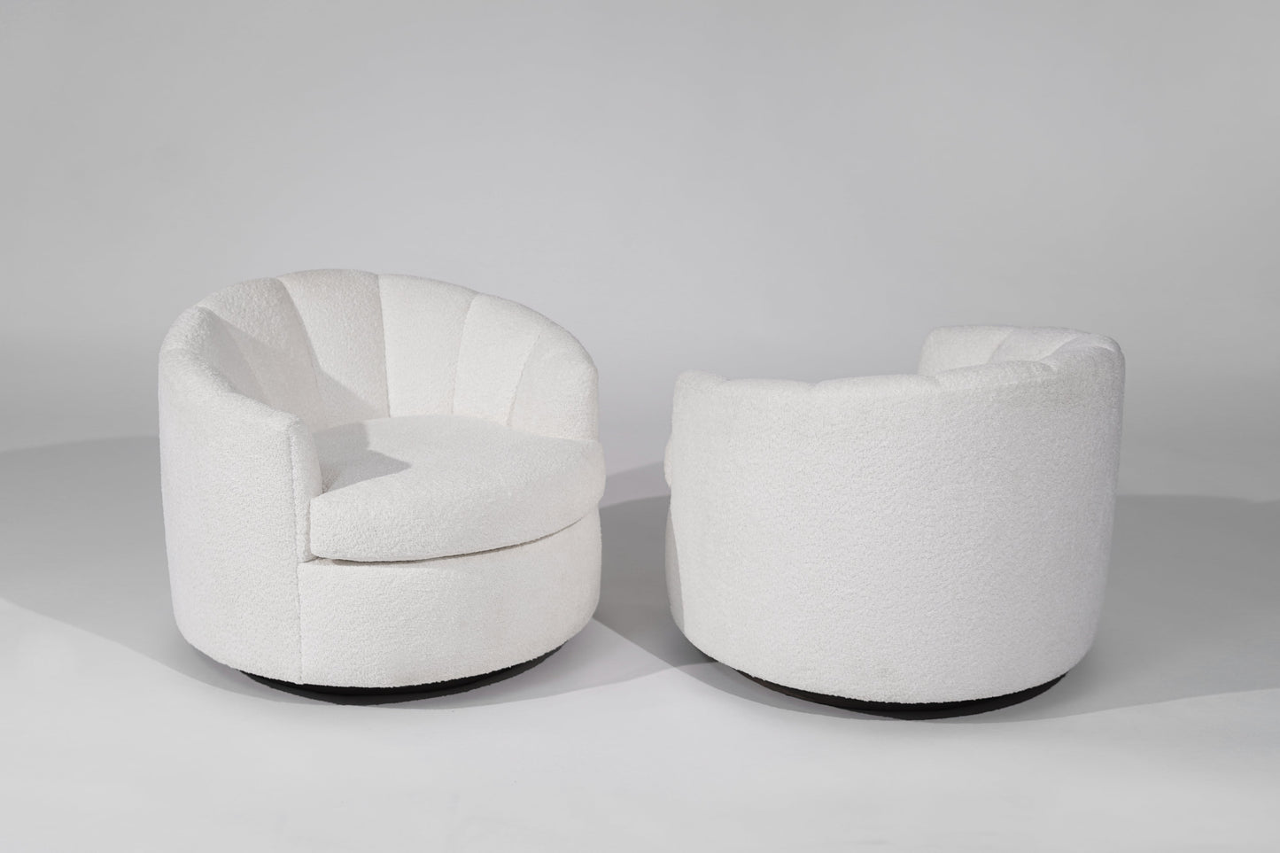 Channel Back Swivel Chairs on Dark Walnut Supports, Directional, C. 1970s