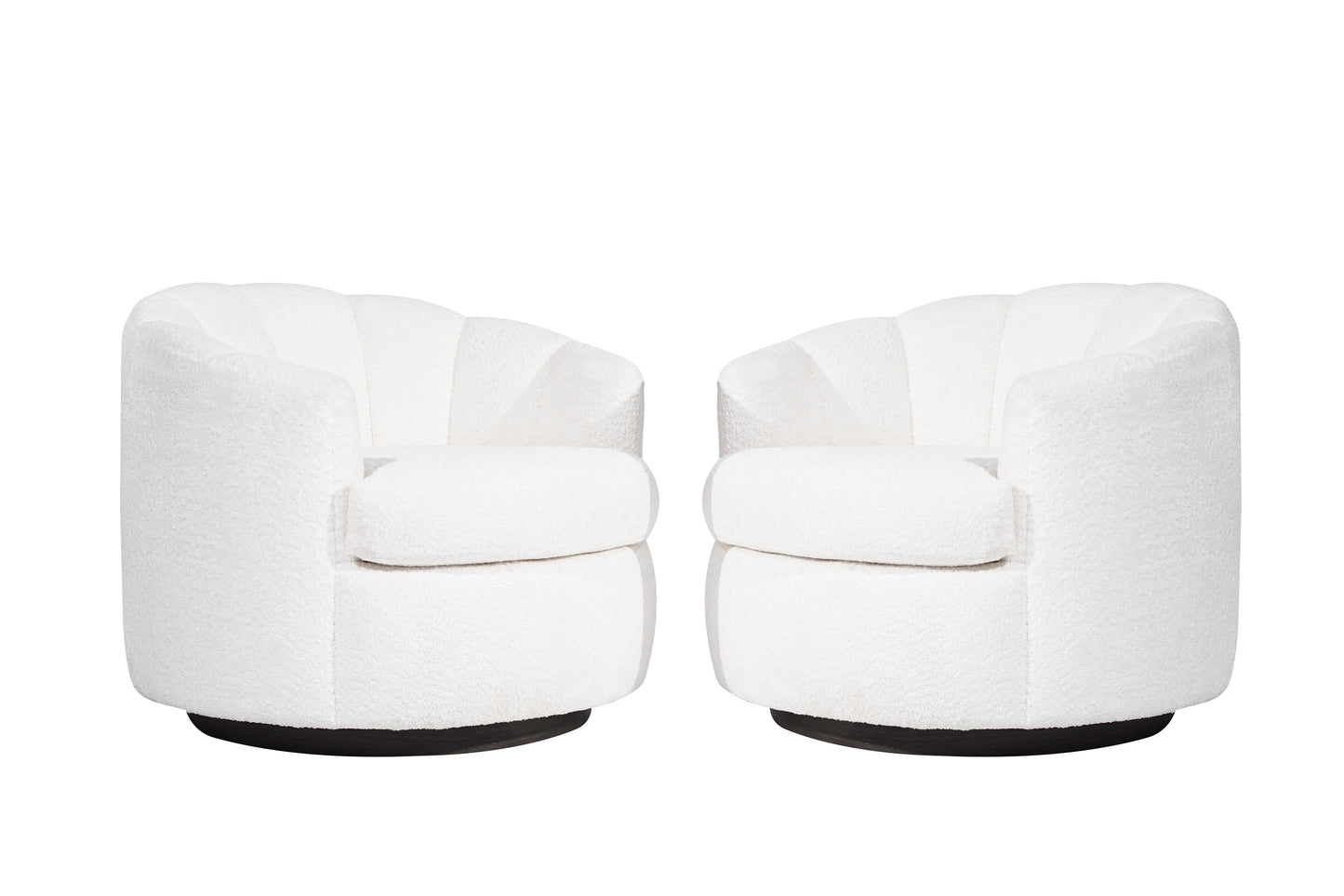 Channel Back Swivel Chairs on Dark Walnut Supports, Directional, C. 1970s