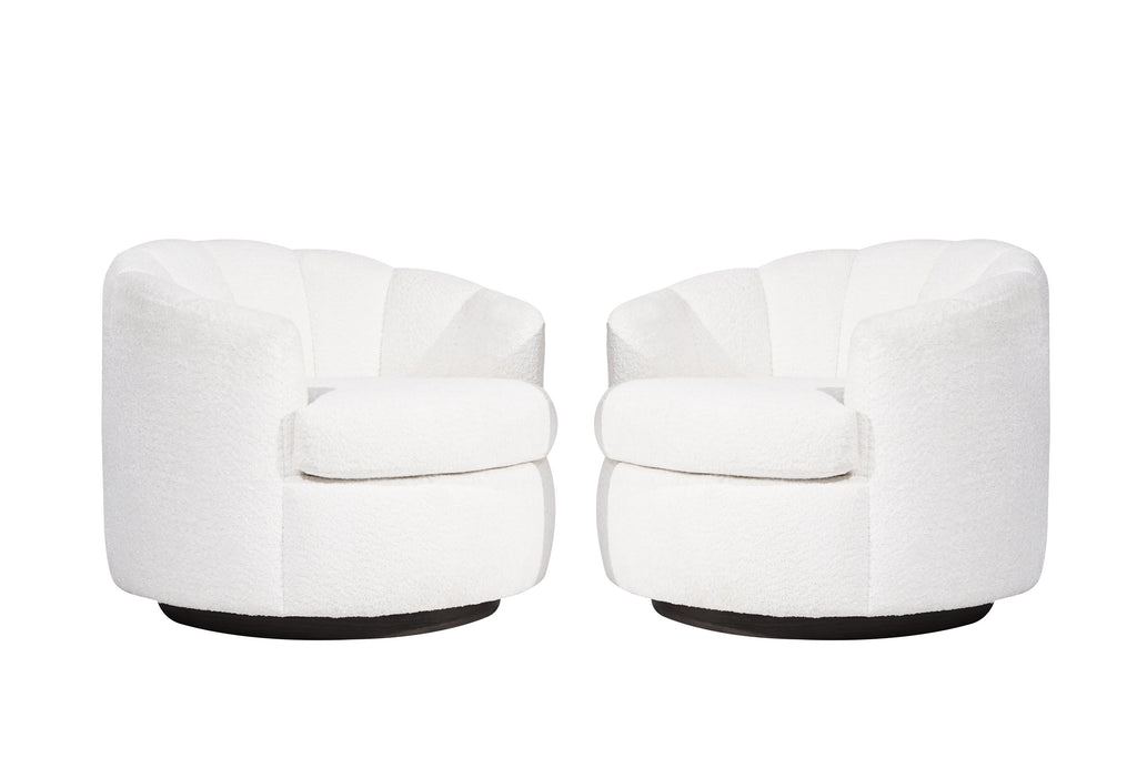 Channel Back Swivel Chairs on Dark Walnut Supports, Directional, C. 1970s