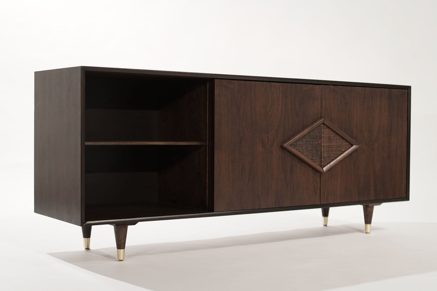 Mid-Century Modern Dark Walnut Credenza, C. 1950s