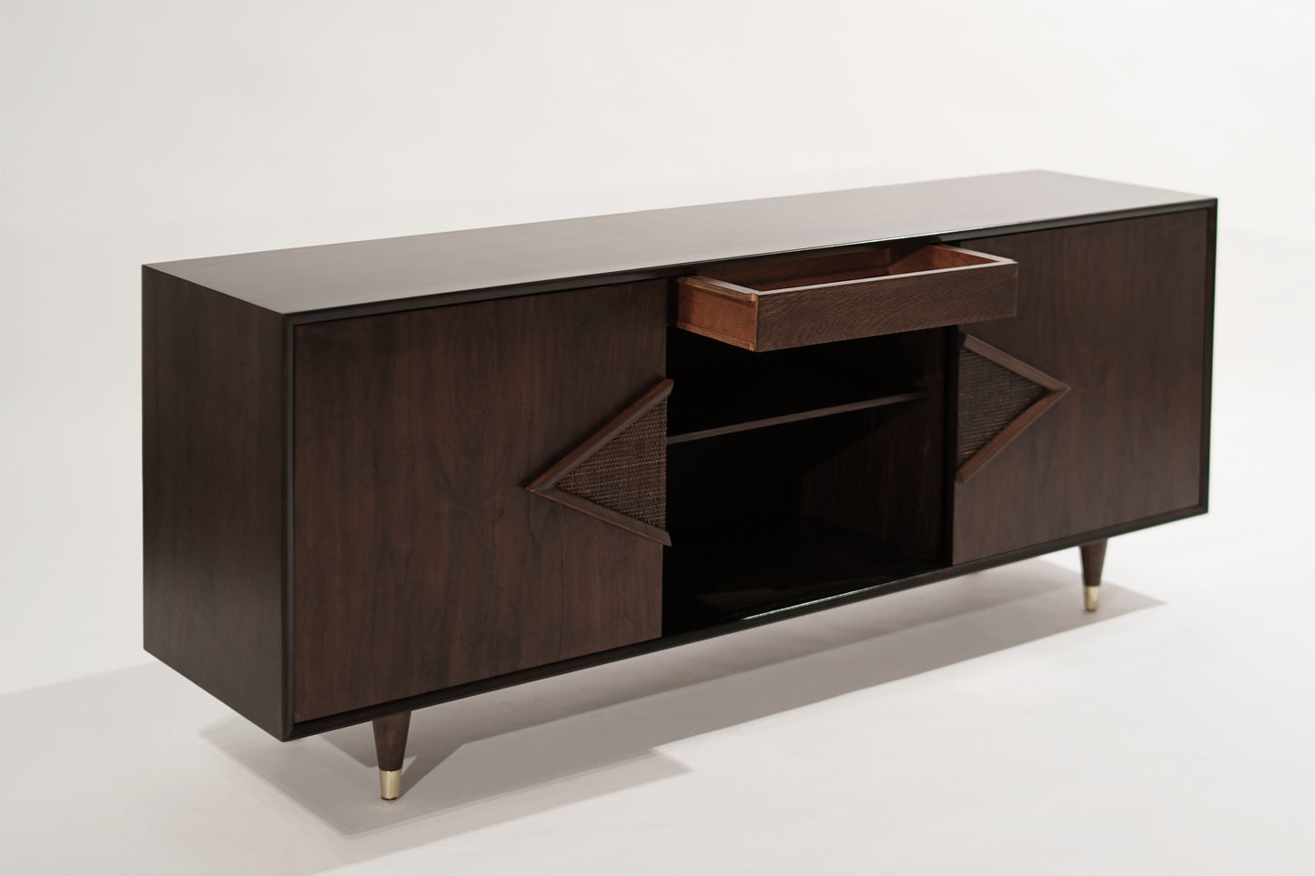 Mid-Century Modern Dark Walnut Credenza, C. 1950s