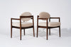 Jens Risom Walnut Armchairs in Natural Mohair, C. 1950s