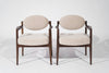 Jens Risom Walnut Armchairs in Natural Mohair, C. 1950s
