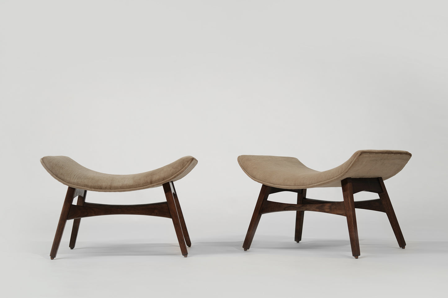 Mid-Century Danish Modern Curved Stools, Circa 1950s