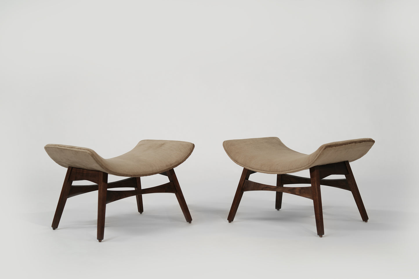 Mid-Century Danish Modern Curved Stools, Circa 1950s