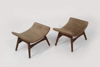 Mid-Century Danish Modern Curved Stools, Circa 1950s