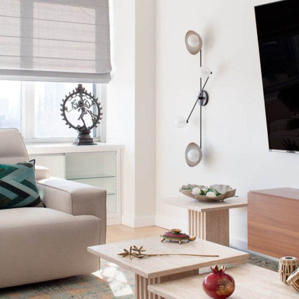 Division Wall Sconce (Smoked Oyster, Dark Bronze Enamel) — Interior by DesignbyRUCHI 