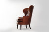 Vintage Wingback Chair in Cognac Leather, C. 1950s