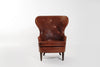 Vintage Wingback Chair in Cognac Leather, C. 1950s