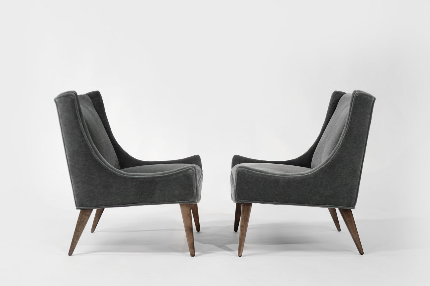 Set of Slipper Chairs by Selig in Plush Mohair, C. 1950s