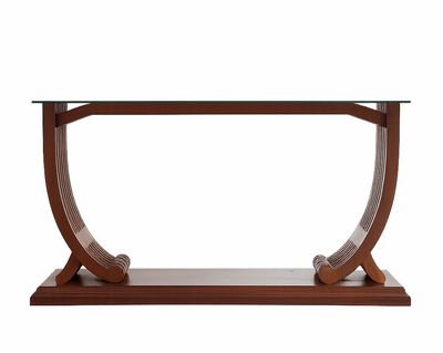 English Art Deco Console Table Attributed to Harry & Lou Epstein, Oak & Glass, c. 1940