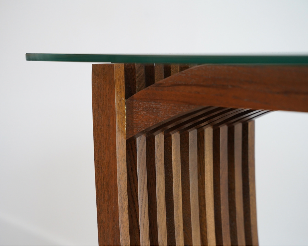English Art Deco Console Table Attributed to Harry & Lou Epstein, Oak & Glass, c. 1940