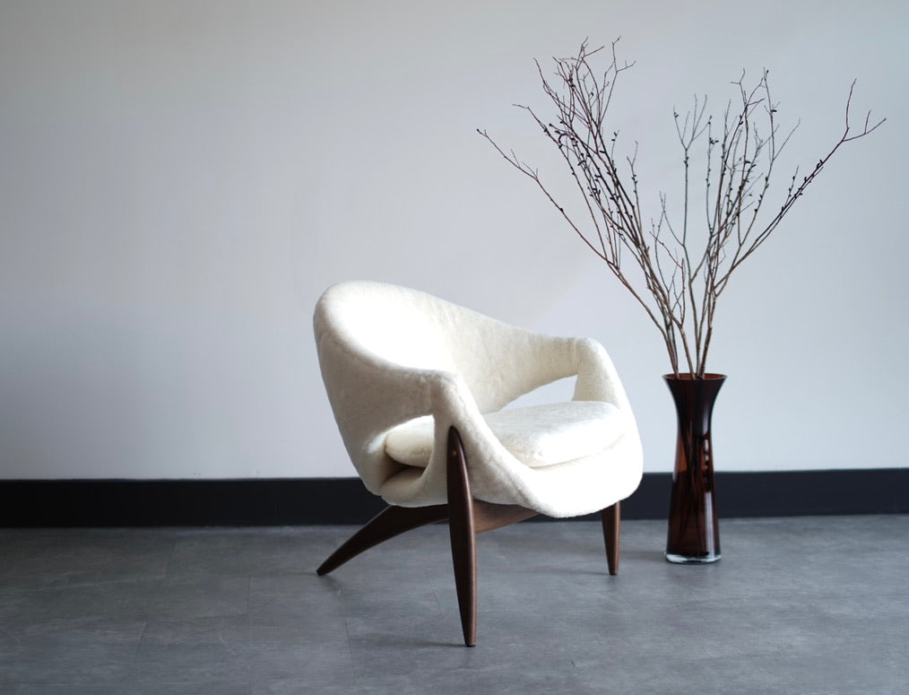 Sculptural Lounge Chairs in Shearling by Luigi Tiengo, Canada, C. 1960s