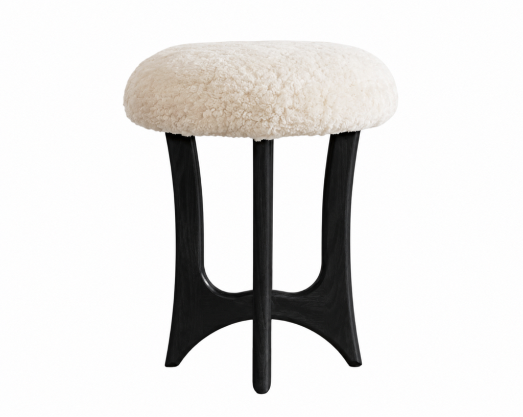 FORMA Stool in Blackout Oak and Shearling