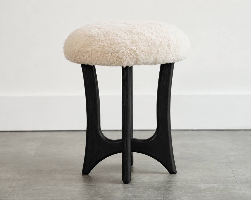 FORMA Stool in Blackout Oak and Shearling