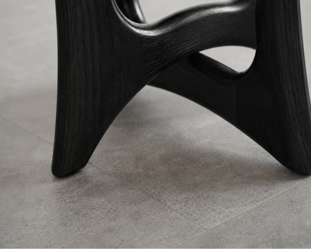 FORMA Stool in Blackout Oak and Shearling