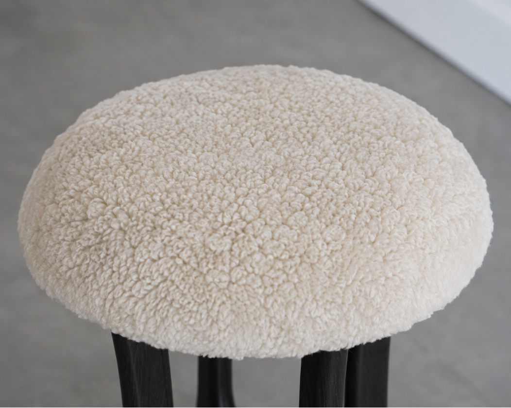 FORMA Stool in Blackout Oak and Shearling