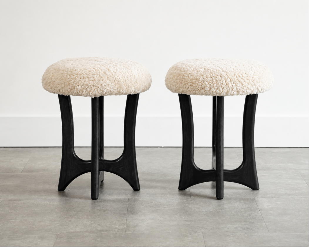 FORMA Stool in Blackout Oak and Shearling