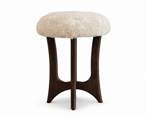 FORMA Stool in Espresso Walnut and Shearling