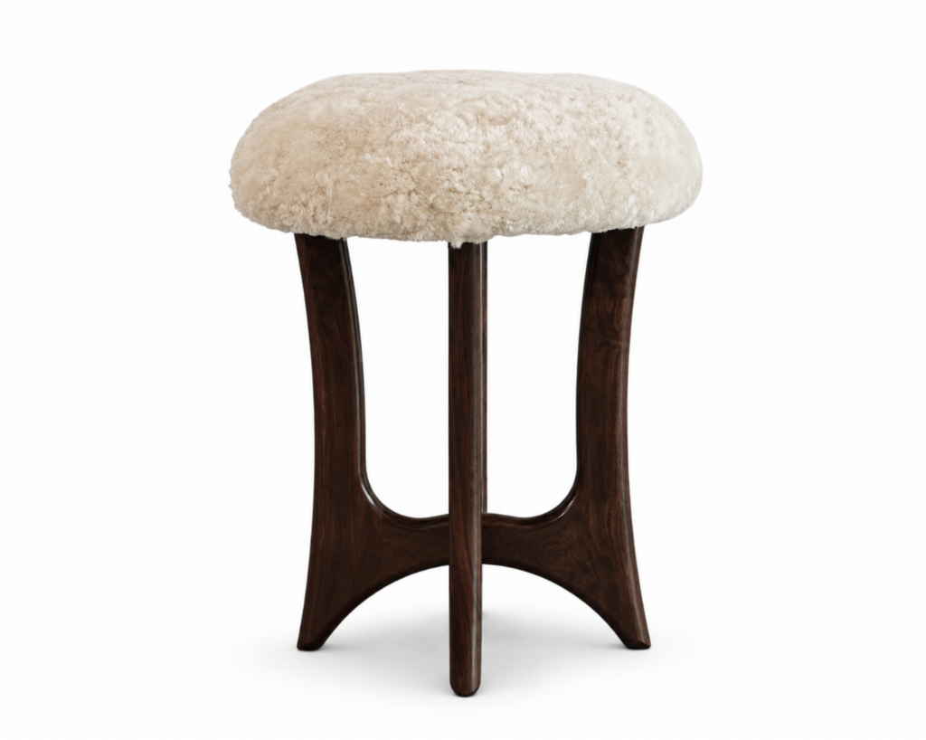 FORMA Stool in Espresso Walnut and Shearling