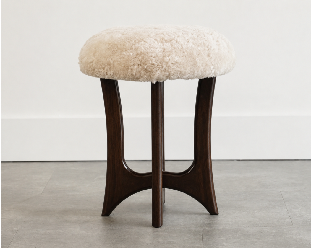 FORMA Stool in Espresso Walnut and Shearling