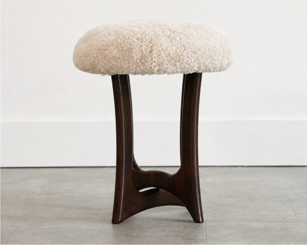 FORMA Stool in Espresso Walnut and Shearling