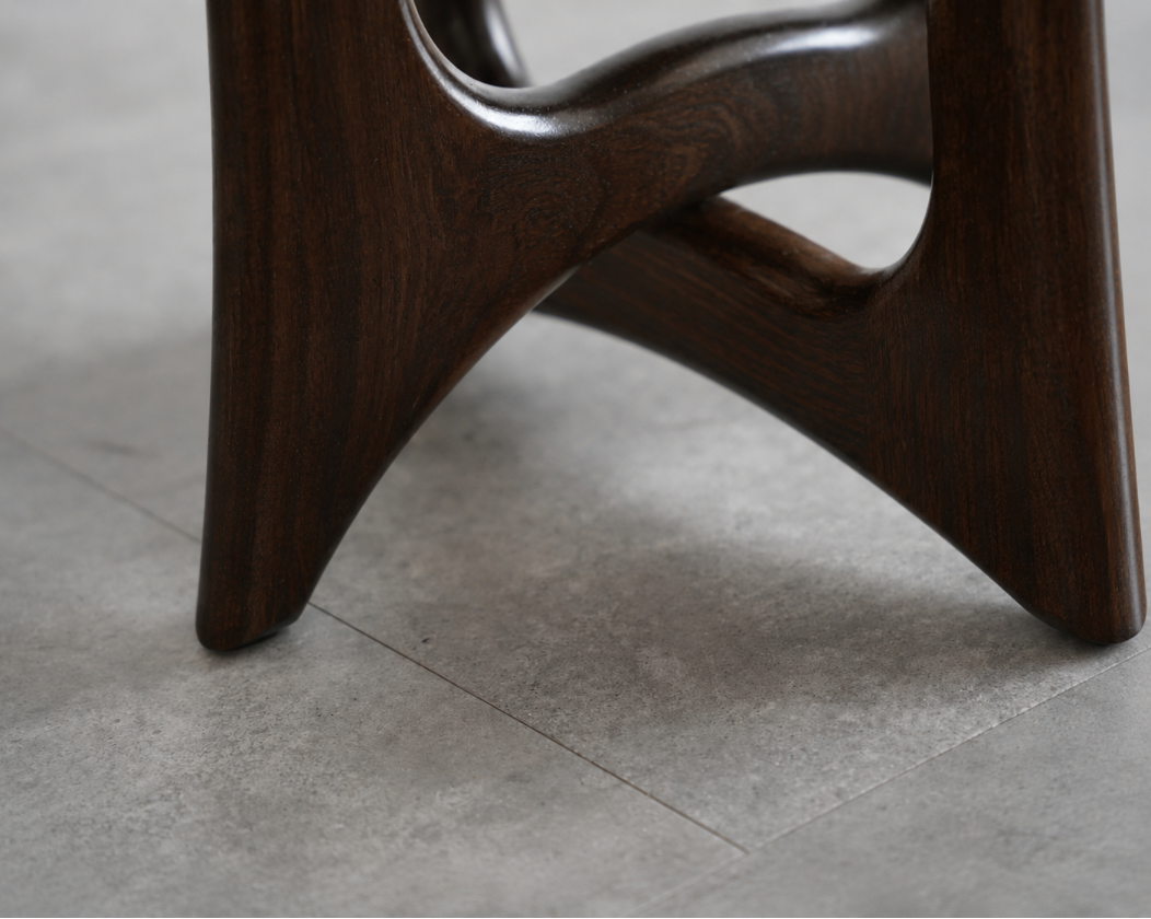 FORMA Stool in Espresso Walnut and Shearling