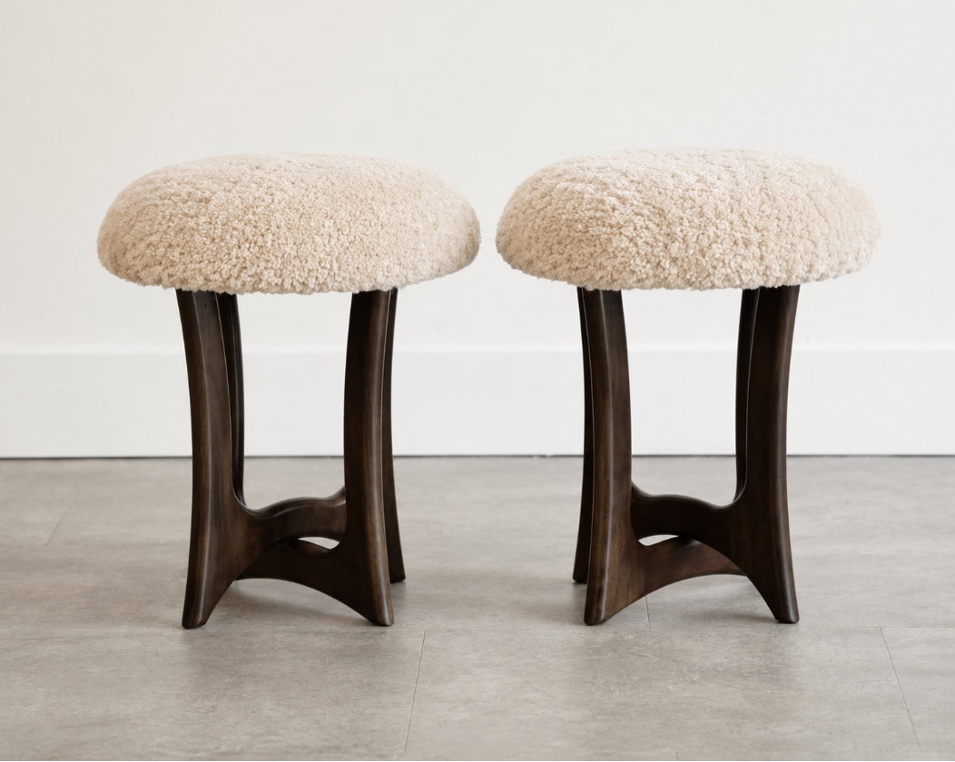 FORMA Stool in Espresso Walnut and Shearling