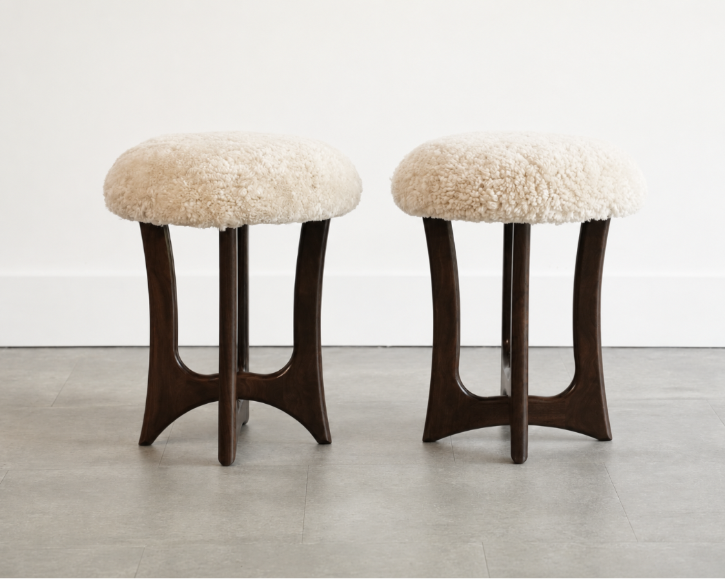 FORMA Stool in Espresso Walnut and Shearling