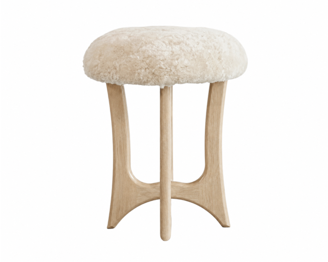 FORMA Stool in White Oak and Shearling