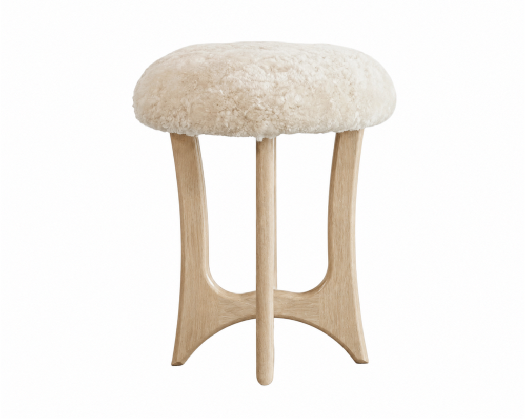 FORMA Stool in White Oak and Shearling