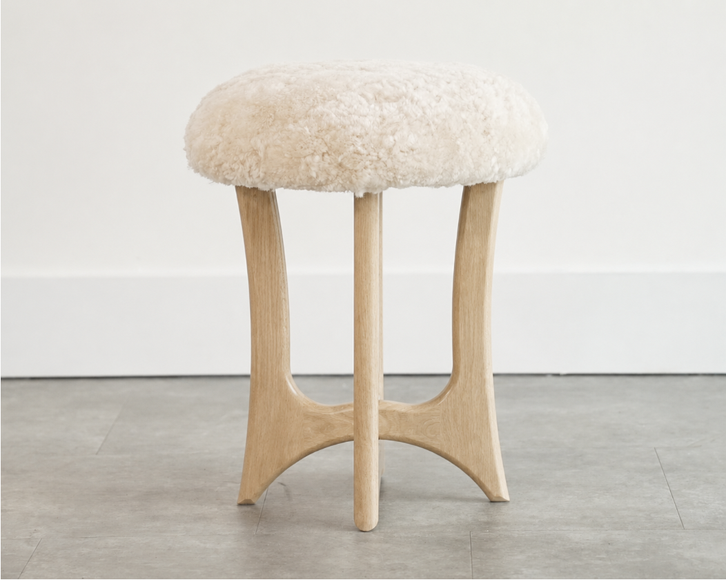 FORMA Stool in White Oak and Shearling