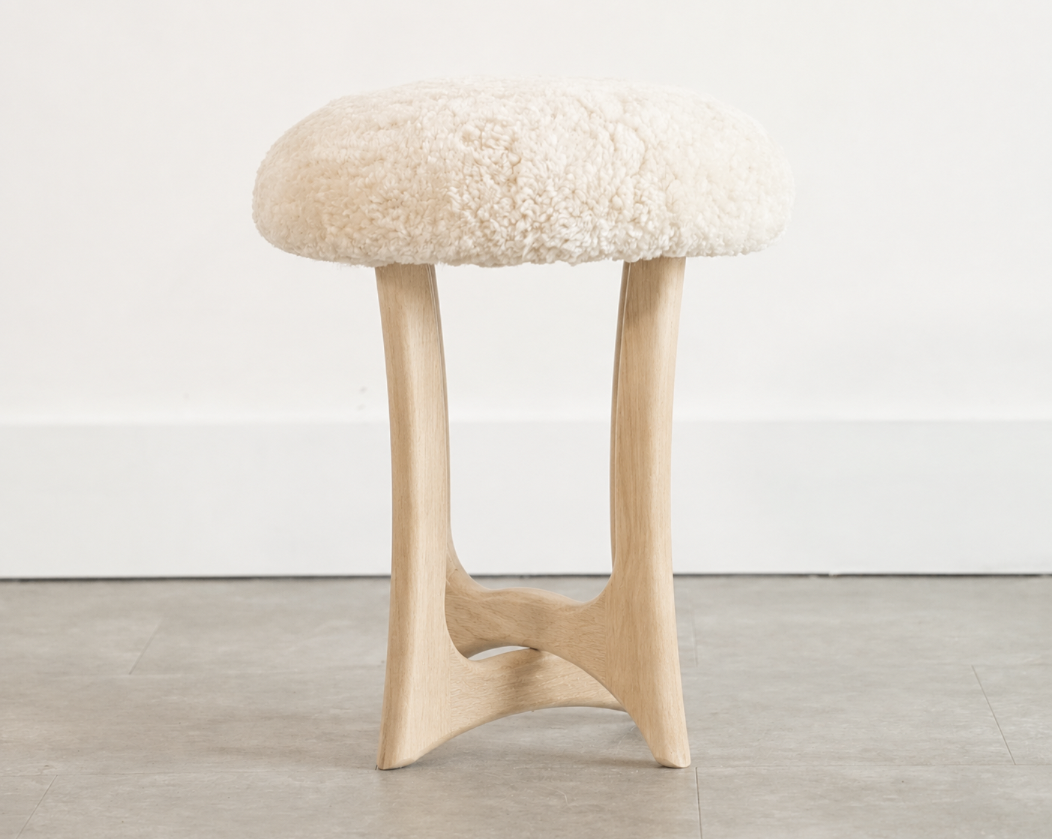 FORMA Stool in White Oak and Shearling