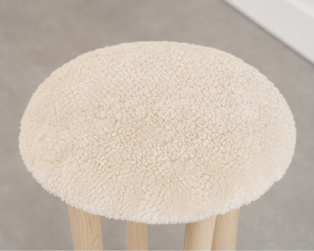 FORMA Stool in White Oak and Shearling