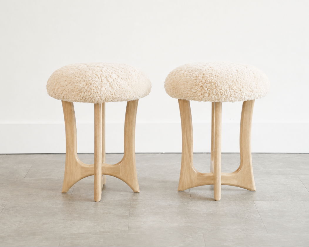FORMA Stool in White Oak and Shearling