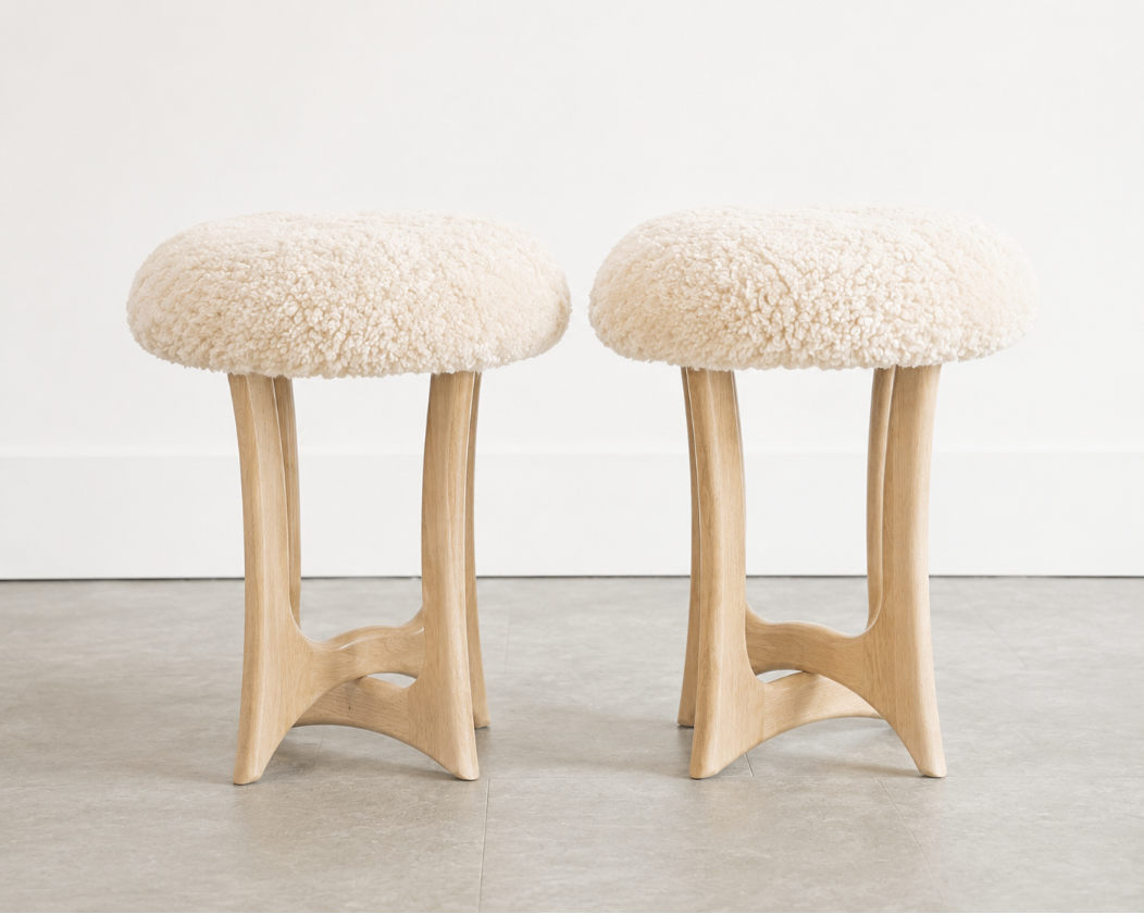 FORMA Stool in White Oak and Shearling