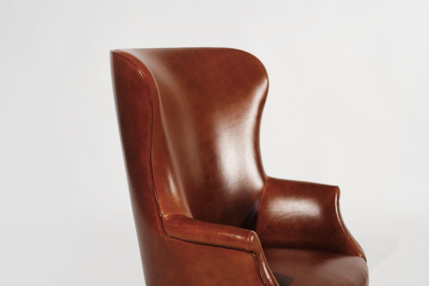 Set of Wingback Club Chairs in Cognac Leather, C. 1950s