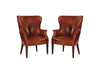 Set of Wingback Club Chairs in Cognac Leather, C. 1950s