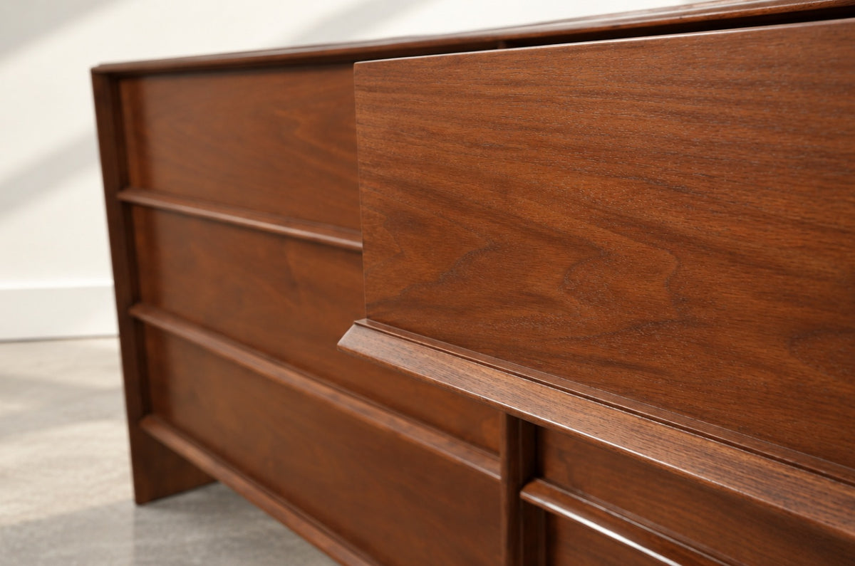 T.H. Robsjohn-Gibbings Thin-Line Walnut Dresser, C. 1950s