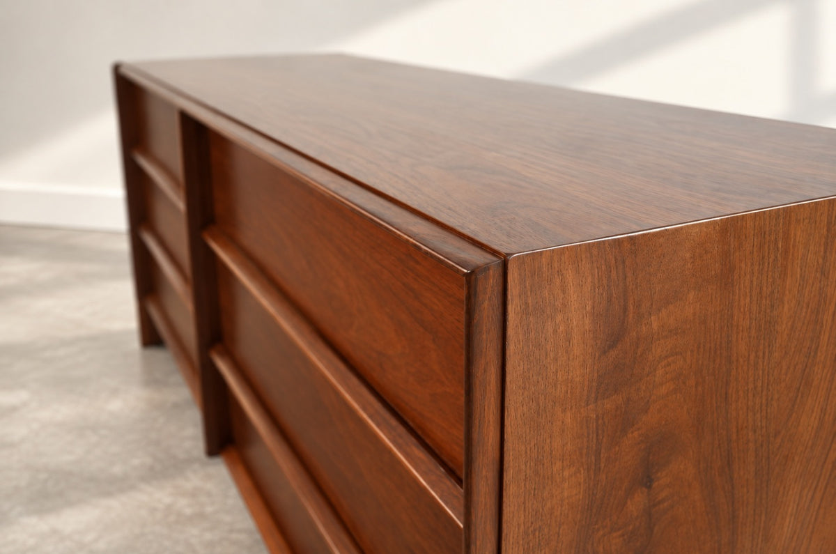 T.H. Robsjohn-Gibbings Thin-Line Walnut Dresser, C. 1950s