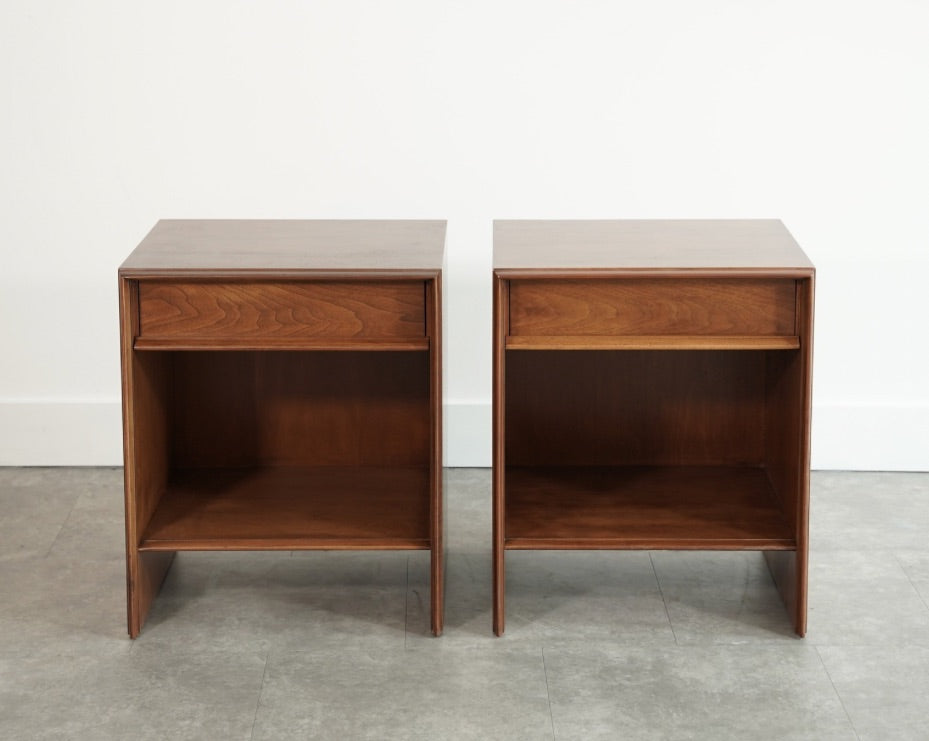 Walnut Thin Line Nighstands by T.H. Robsjohn-Gibbings, C. 1950s