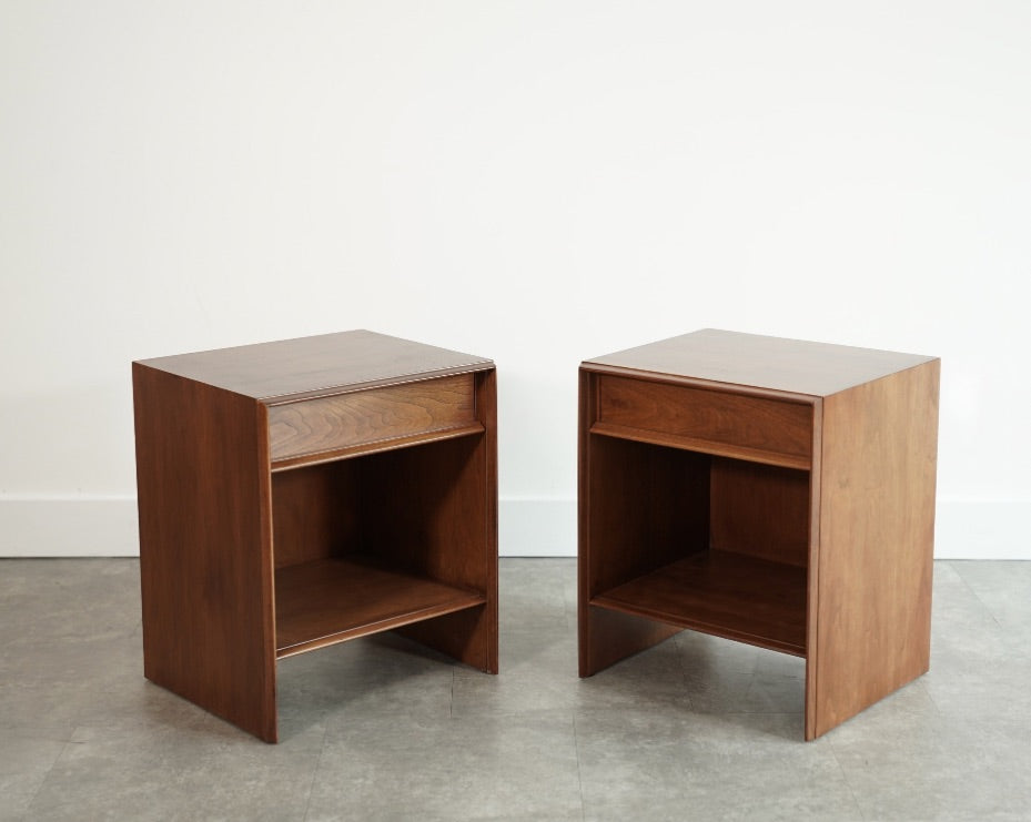 Walnut Thin Line Nighstands by T.H. Robsjohn-Gibbings, C. 1950s