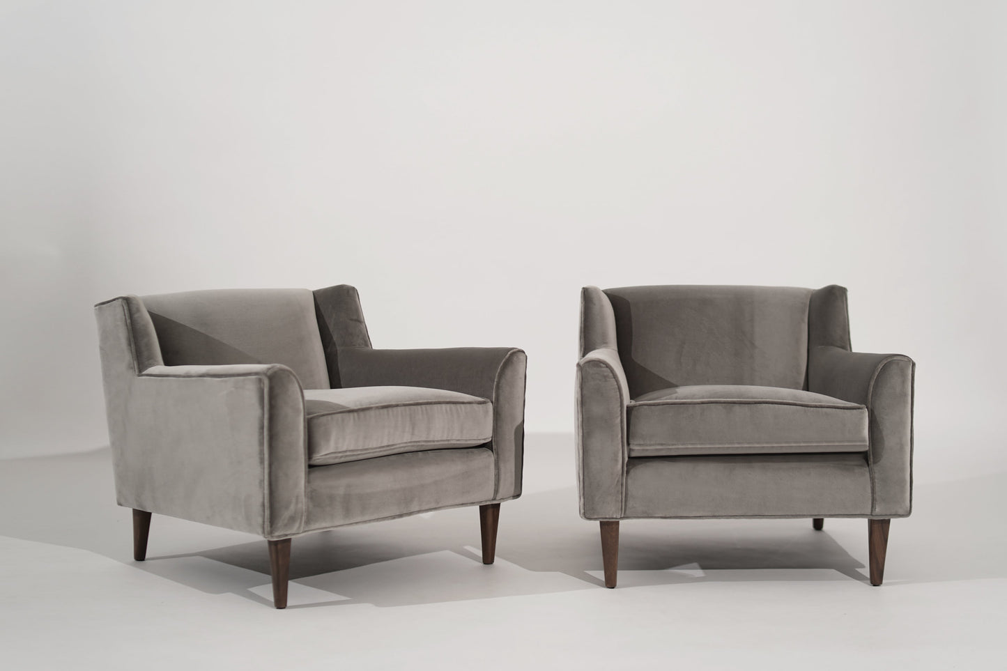 Set of Lounge Chairs in Grey Alpaca Velvet by Edward Wormley, circa 1950s