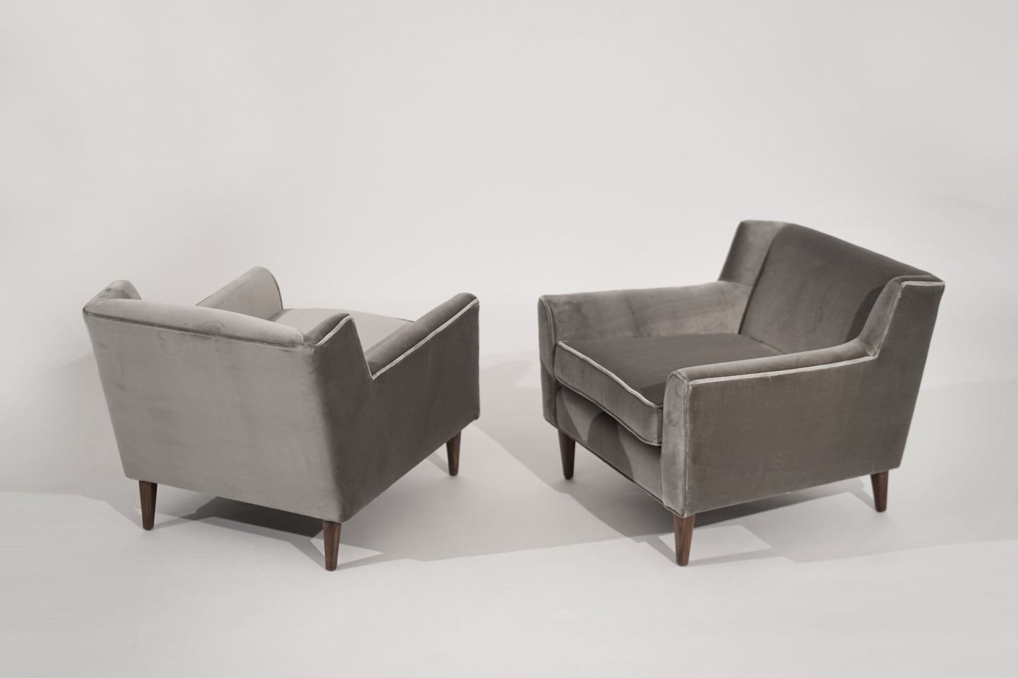 Set of Lounge Chairs in Grey Alpaca Velvet by Edward Wormley, circa 1950s
