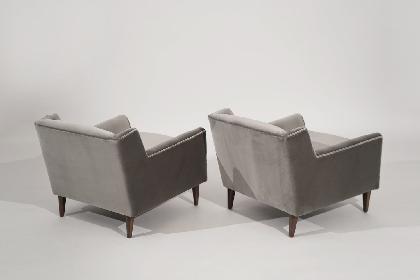 Set of Lounge Chairs in Grey Alpaca Velvet by Edward Wormley, circa 1950s
