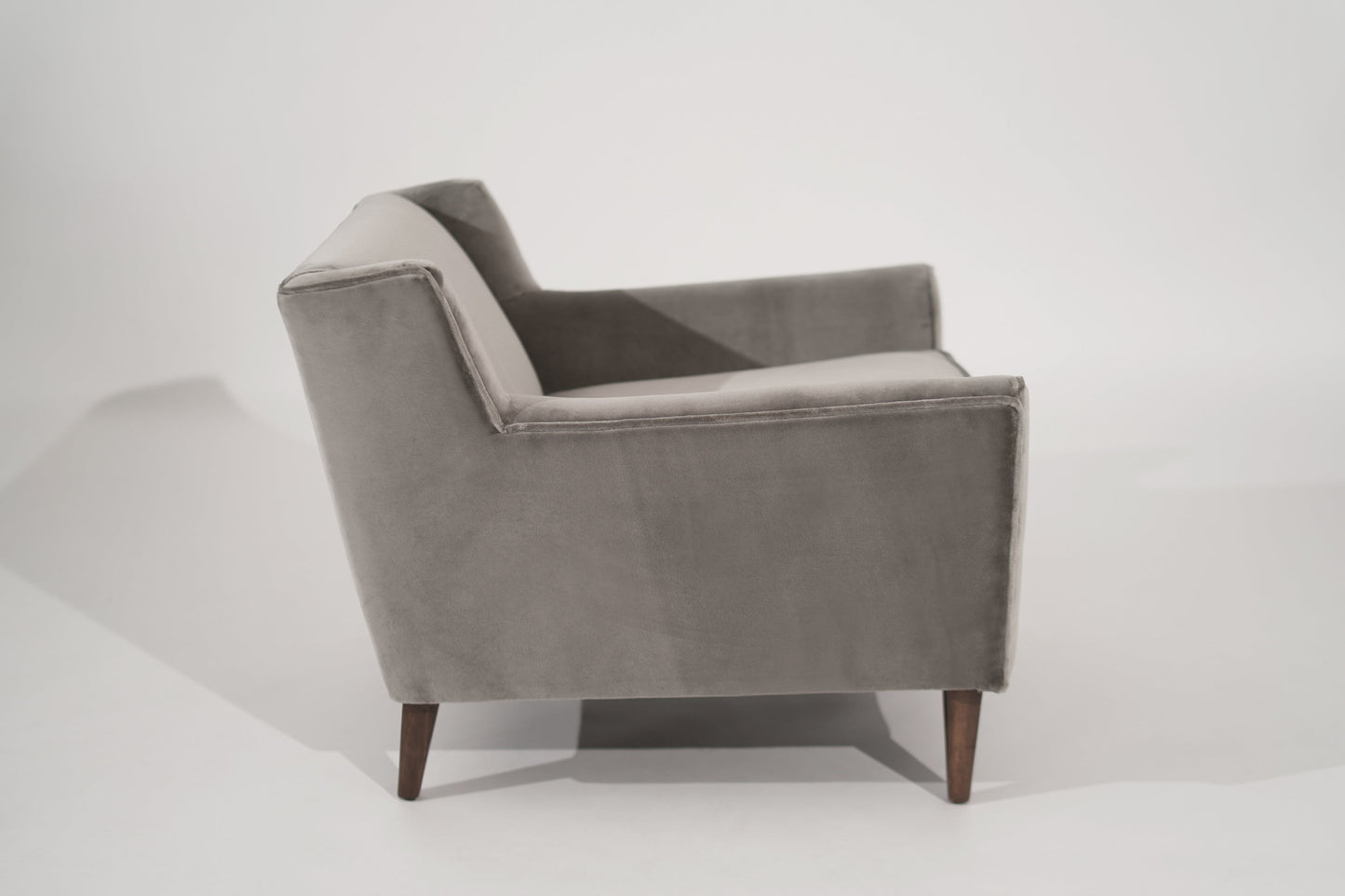 Set of Lounge Chairs in Grey Alpaca Velvet by Edward Wormley, circa 1950s