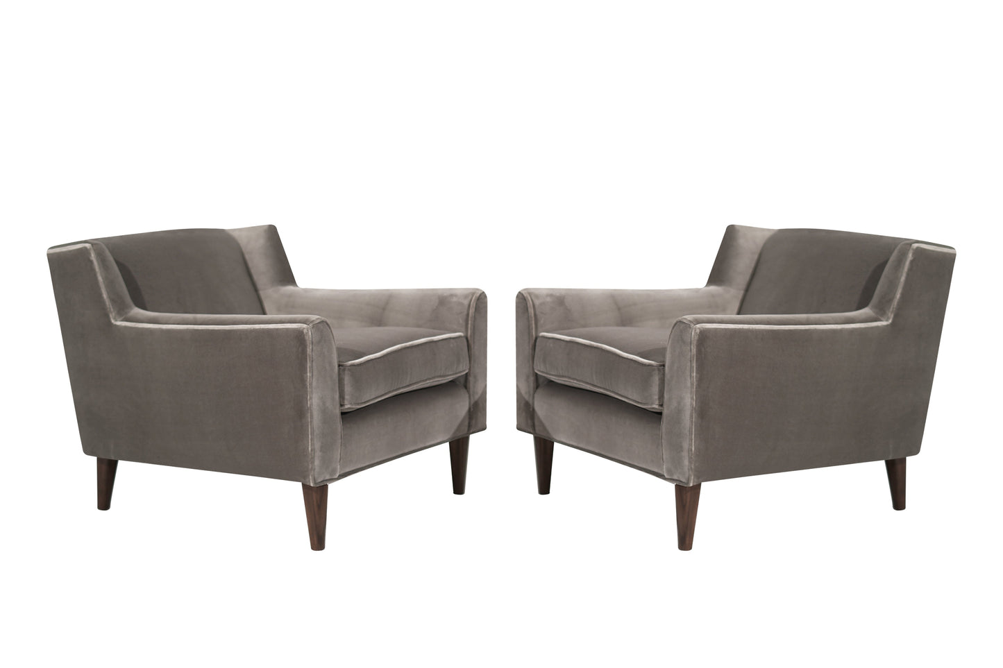 Set of Lounge Chairs in Grey Alpaca Velvet by Edward Wormley, circa 1950s