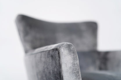 Henry Glass Swivel Chairs in Distressed Silver Velvet, C. 1950s